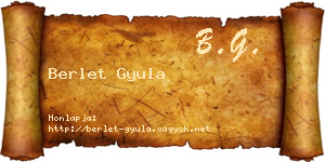 Berlet Gyula névjegykártya